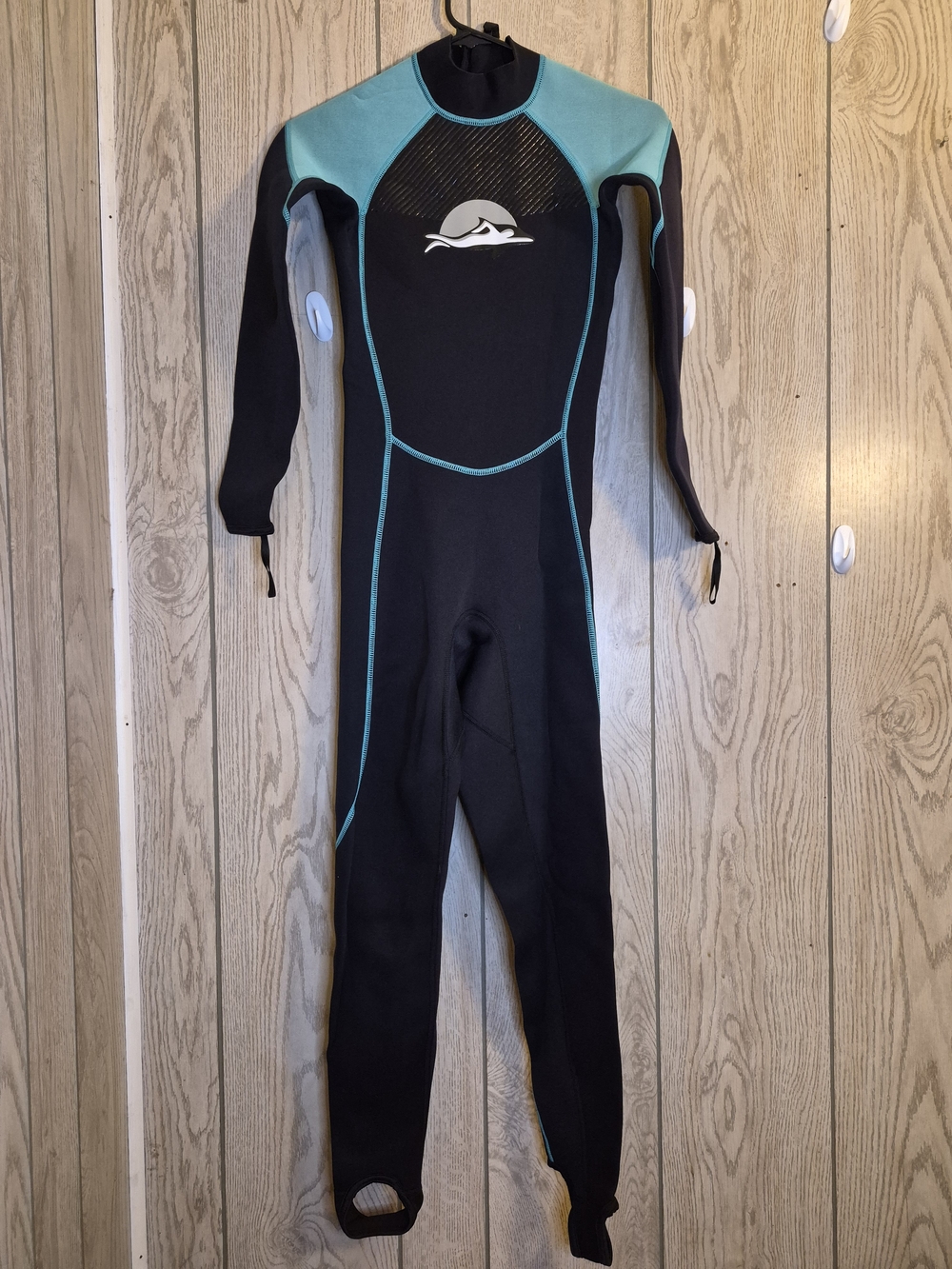 Women’s Full-Body Black and Teal Wetsuit